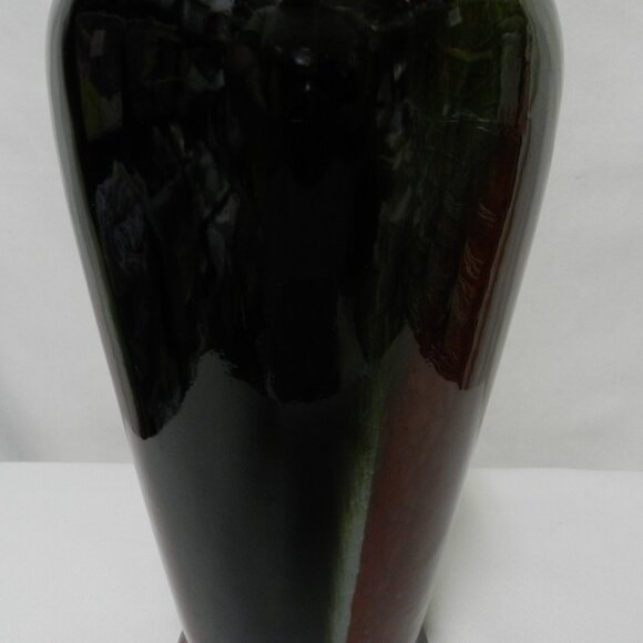 Vintage Chinese Art Pottery Flambe Glazed Red Oxblood 13.5"  Tall Vase ombre - Picture 8 of 12